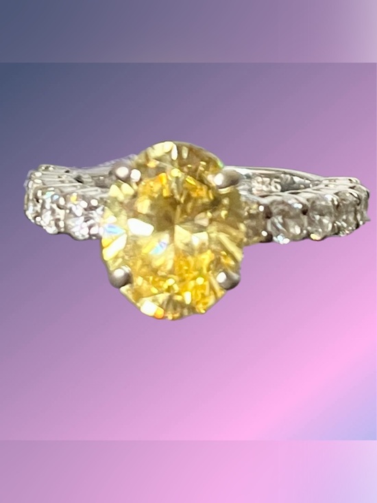 Jewelry - 4ct. Yellow Moissanite Solitaire Ring with Accent Stones NWT 7